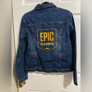Epic Games Adults  Blue Denim Jean Jacket Embroidered 2021 Small NWT